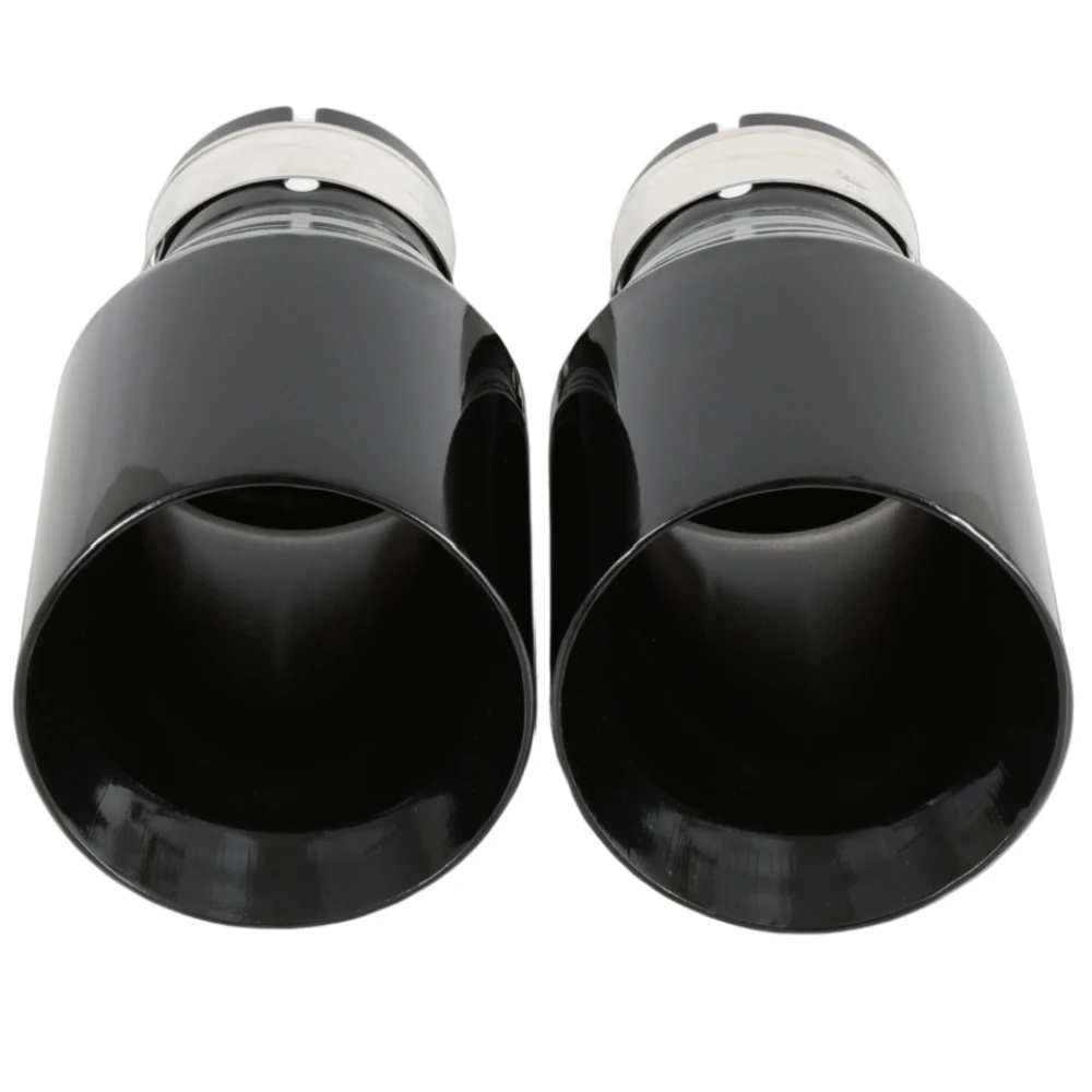 1 PC Car Modified Stainless Steel Glossy Black Exhaust Pipe Universal Bevel Edeg Shiny Muffler Tip For BMW Series Mazda VW Benz