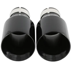 1 PC Car Modified Stainless Steel Glossy Black Exhaust Pipe Universal Bevel Edeg Shiny Muffler Tip For BMW Series Mazda VW Benz