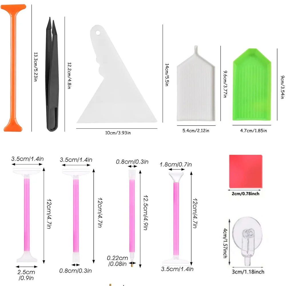 5D Diamond Art Painting Embroidery Art Pen Kit Set Wheel Adhesive Tape Tweezers Glue Clay Wax Trays Make Art Craft Accessories