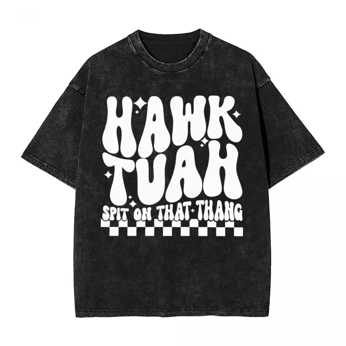 Hawk Tuah Spit In That Thang T Shirt Washed Cotton Harajuku T-Shirt Casual for Men Women Tops Streetwear Graphic Tops Tees