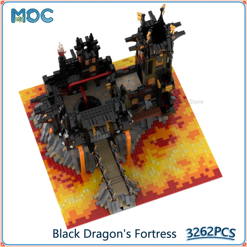 黒龍の要塞 悪の城モデル MOC ビルディングブロック DIY 組み立てレンガコレクションディスプレイ クリスマスおもちゃギフト 3262 個