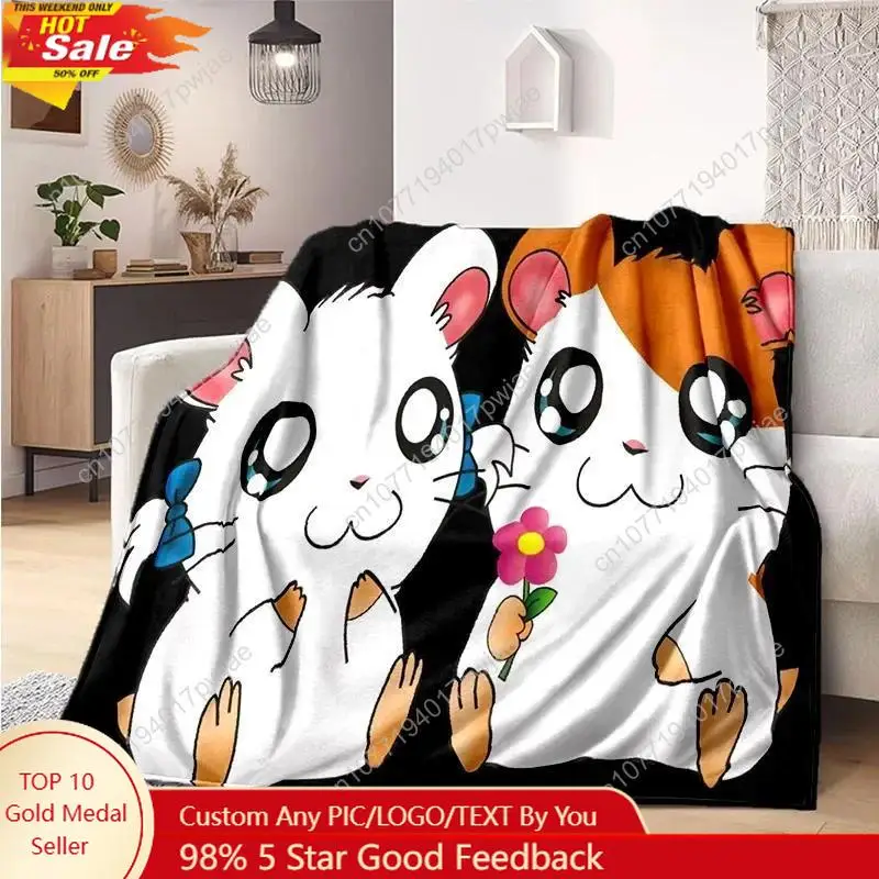 

Lovely mouse blanket cartoon Hamtaro soft household blanket Children's thin sofa bed sheet warm Custom Blankets