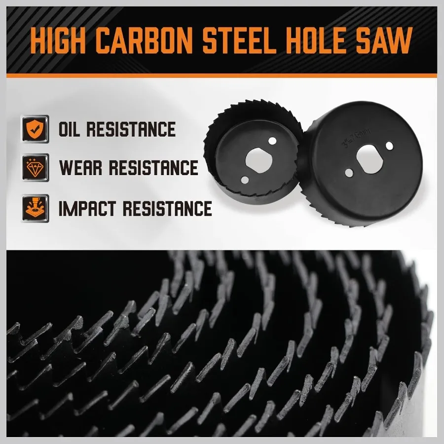 Juego de sierra perforadora, 24 Uds., Kit de sierra perforadora para paneles de yeso, madera blanda, madera contrachapada, plástico, PVC, aplicaciones con 3 46 19152mm, 17 Uds., hojas de sierra para 2 hombres