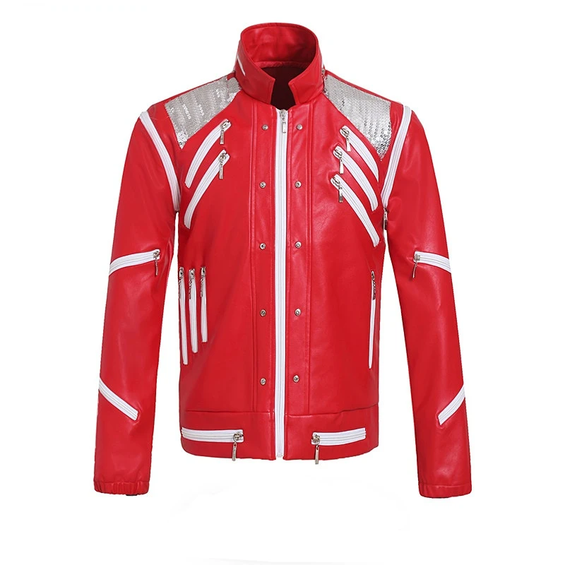 

Unisex Michael Jackson Top Billie Jean Outwear Beat It Red Jacket MJ Modern Dance Coat Costume Performance Cosplay Halloween