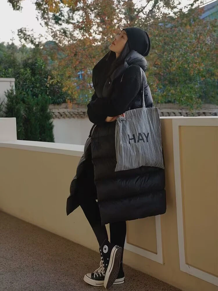 

Autumn Winter Long Warm Hooded Fluffy Down Vest Women White Duck Down Sleeveless Vest Female Loose Casual Knee Length Waistcoats