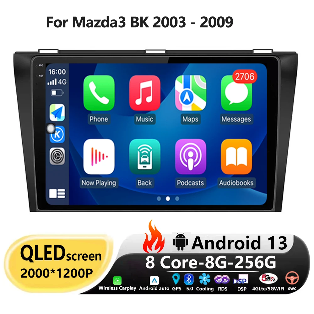 For Mazda 3 I For Mazda3 BK 2003 - 2009  Android 13 Car Radio Multimedia Video Player Navigation Stereo GPS  No 2din 2 din Auto