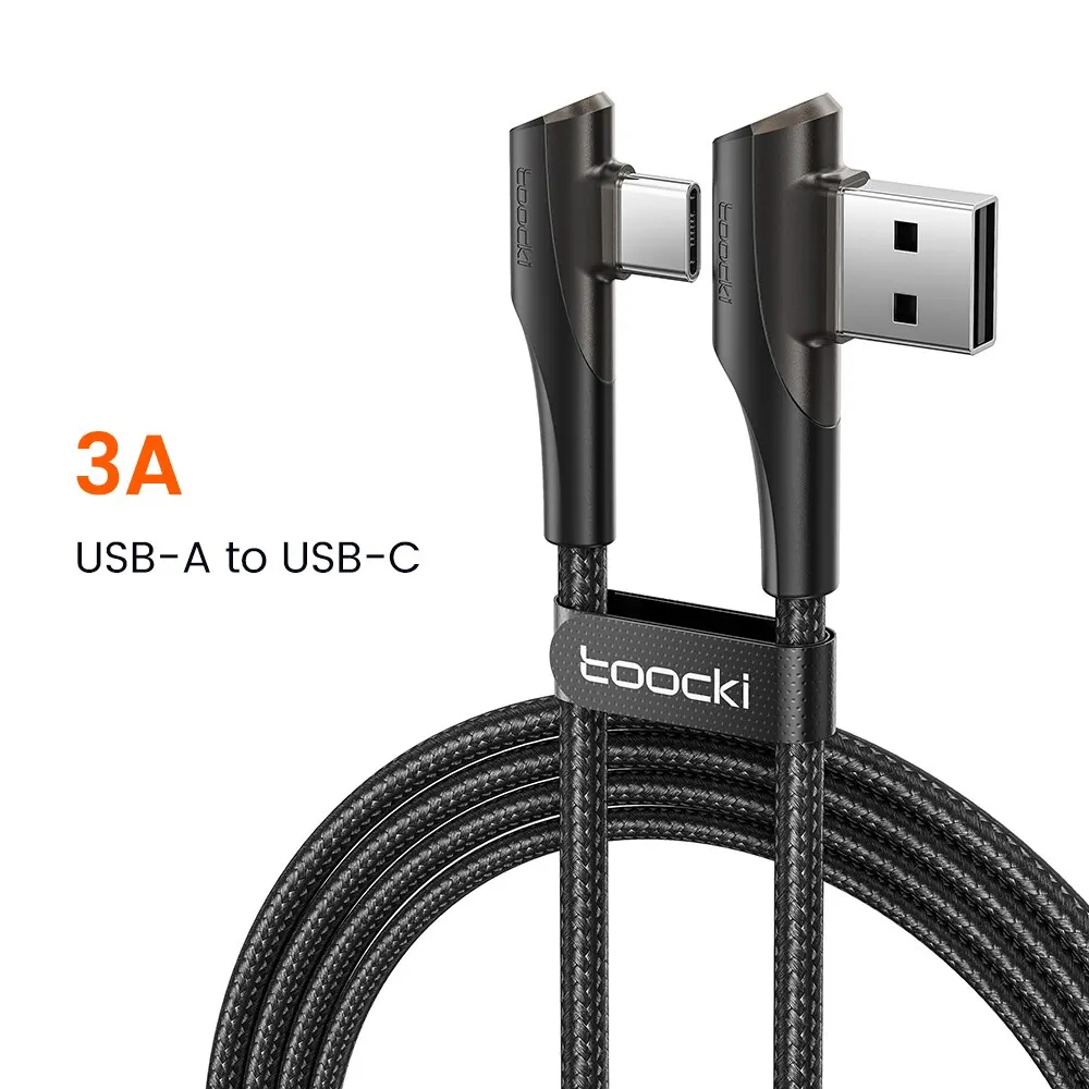 Toocki 3A USB-Kabel Quick Charge 3.0 Schnellladekabel Typ C 90 Grad Dual-Winkel-Datenkabel für Huawei Xiaomi Samsung Realme