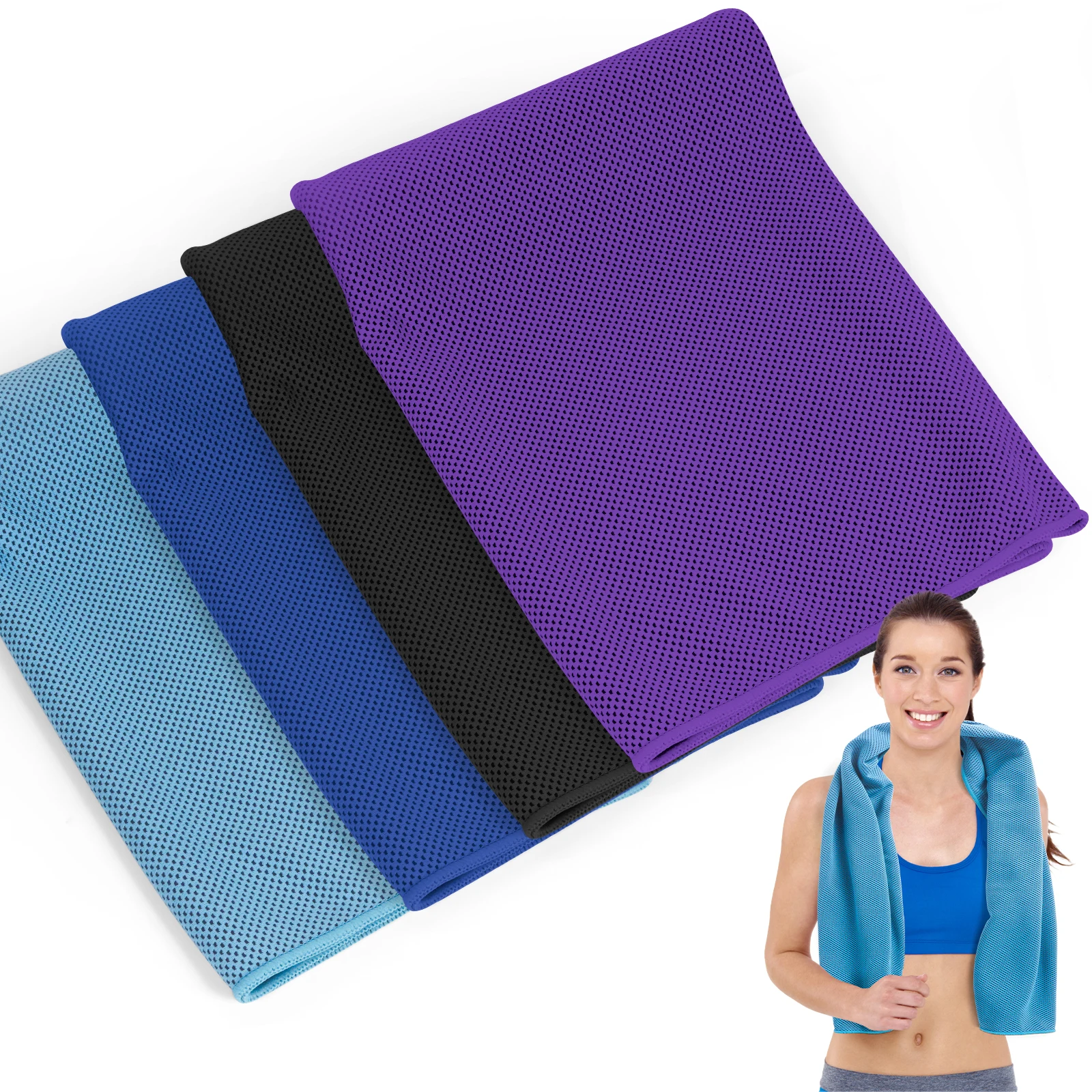 4 Pack Cooling Towel for Gym Fitness Yoga Hiking,Summer Hot Weather Ice Cold Cool Towels Cloth Rags Wrap for Neck Face