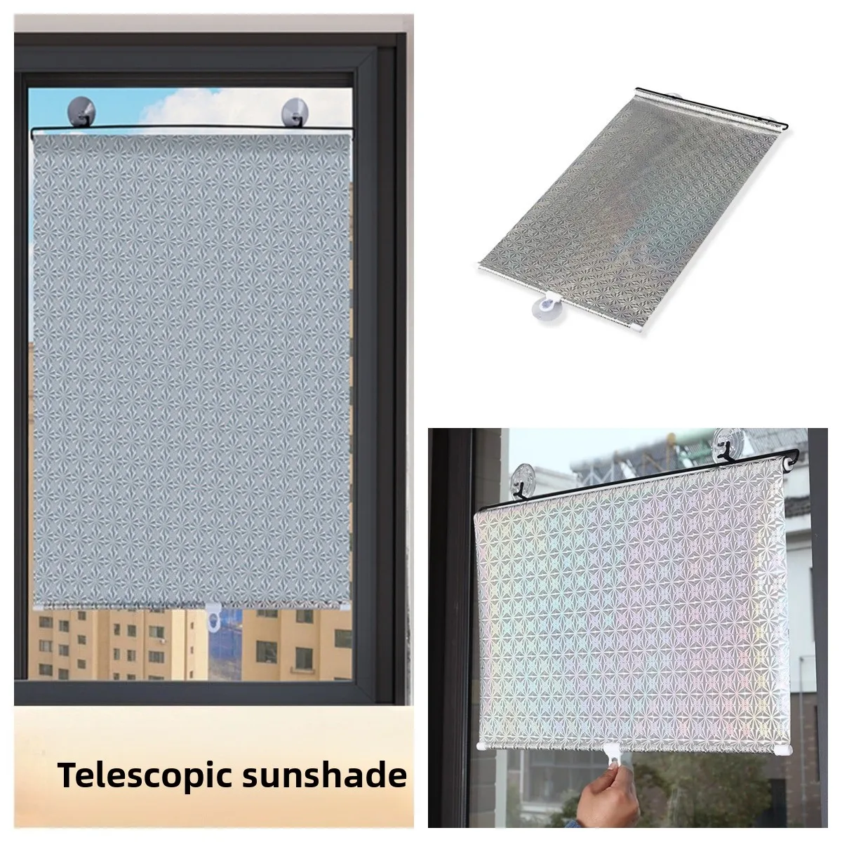 Window Sunshade, Kitchen Balcony Sun Protection, Retractable Without Perforation, Office Sunroom Curtain, Car Sunshade