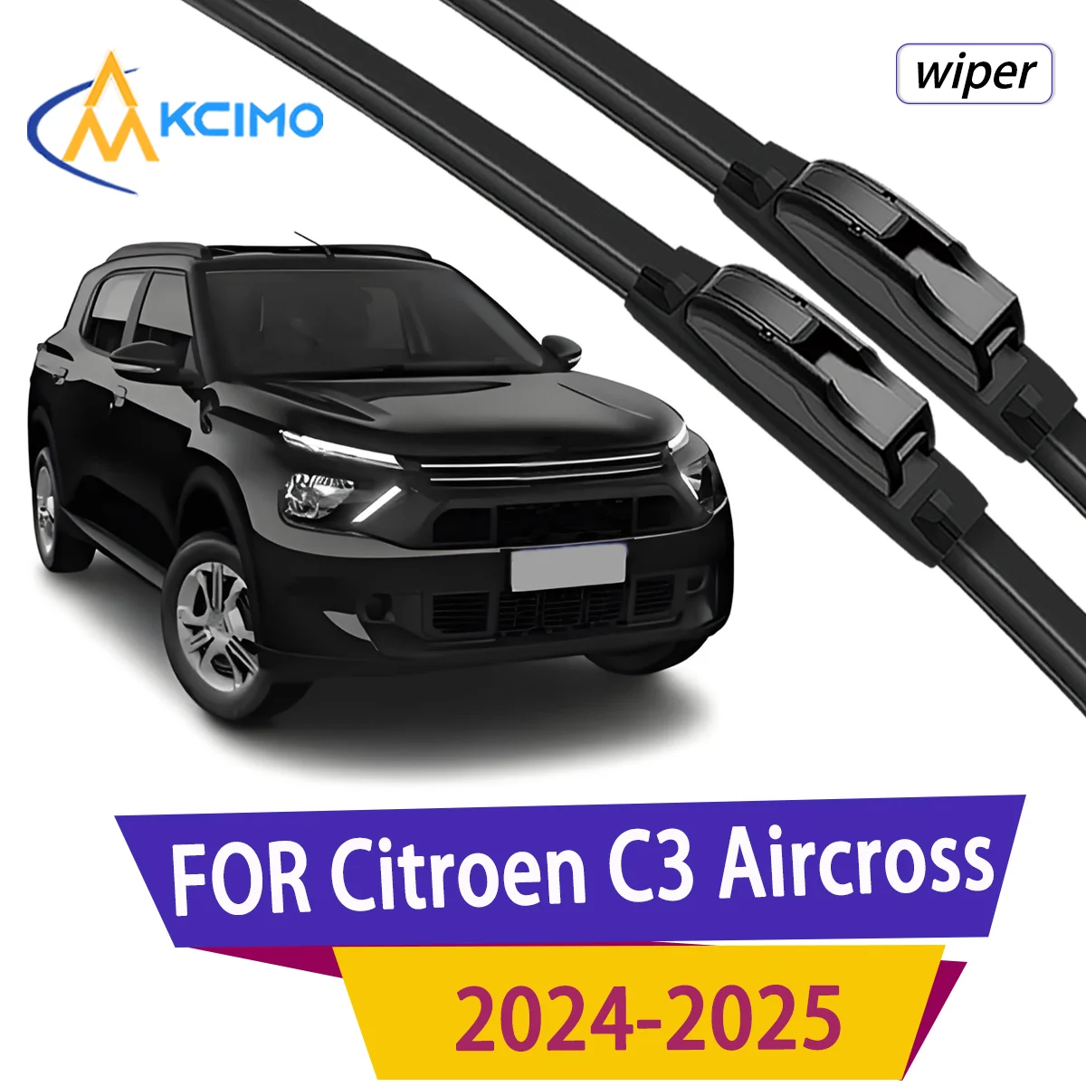 

2pcs Quality Windscreen Silent Black Car Rain Brush Suitable for Citroen C3 Aircross CC24 2024-2025 Front Windshield Auto Wipers