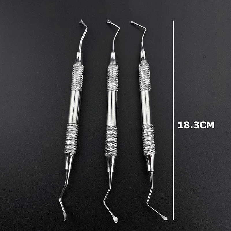 3 Pcs Dental Curette Set for Teeth Cleaning Periodontal Care Jagged Scaler Gracey Bone Curette Instruments Tool Kit