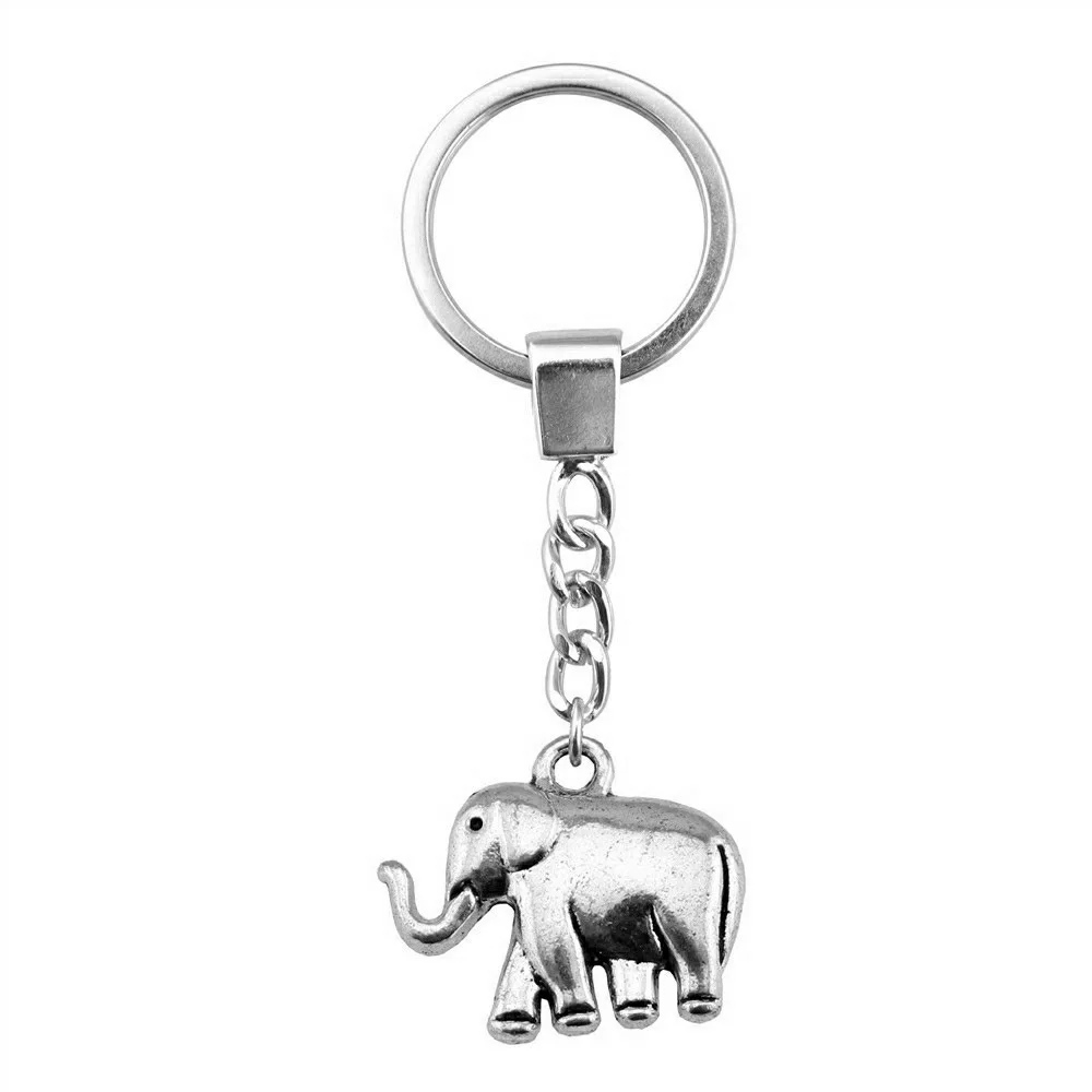 Woemn Men Keychain Antique Silver Color 21x18x5mm Elephant Pendant Keyring Gift