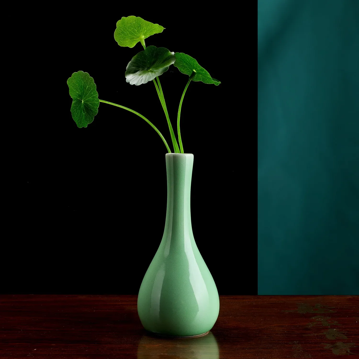 Ceramic vase Longquan celadon home tea room decoration study ornament hydroponic flower arrangement small straight mouth