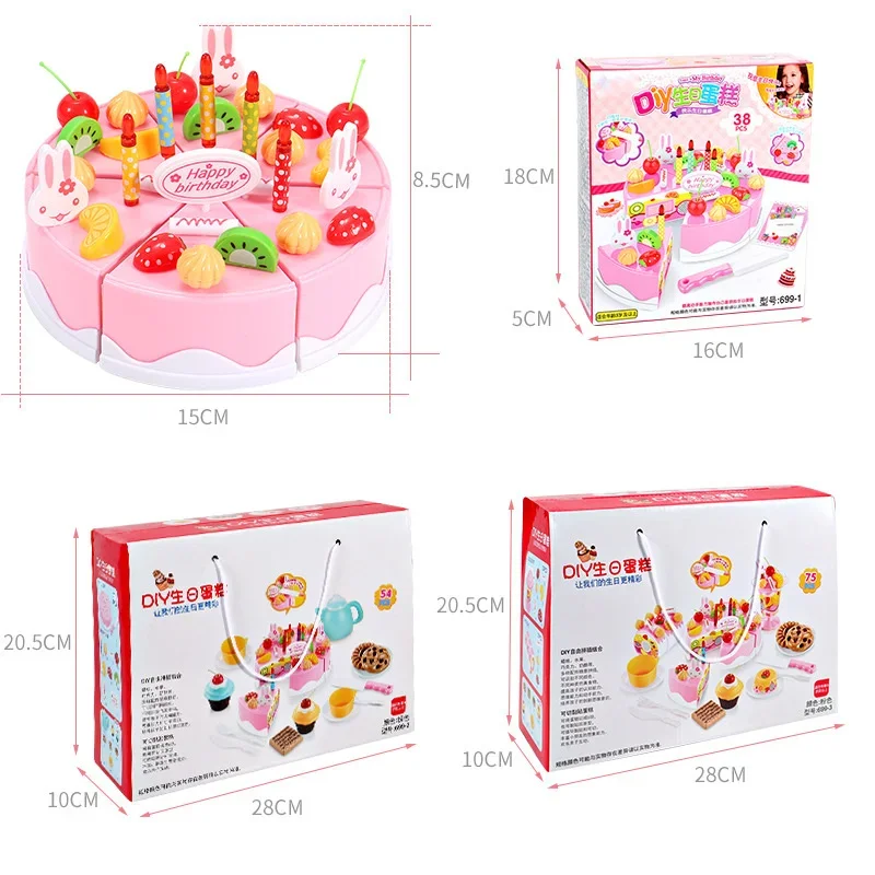 Children's cake: boys and girls aged 1-3 years old, having a good time, kitchen, children's cutting toys, 38 pieces
