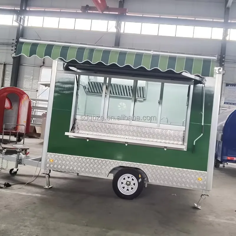 Customized Mobile Food Trailer Customizable Appearance Kitchen Equipment Europe Fast Food Truck Ice Cream Vending Van For Sale