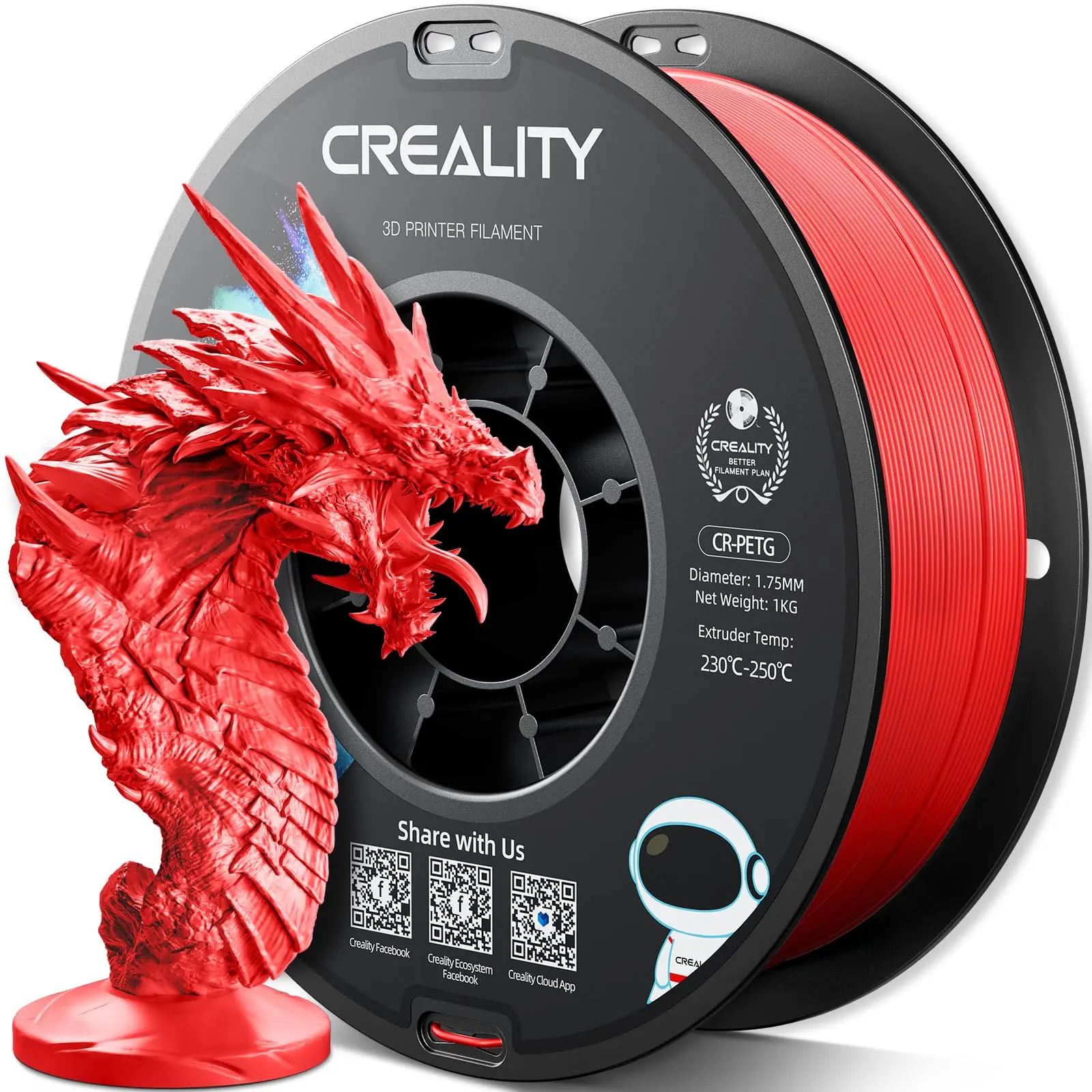 Creality Official PETG 3D Printer Filament 1.75mm 12 rolls Bundle High Precision Strong Toughness Odorless Flow Moistureproof