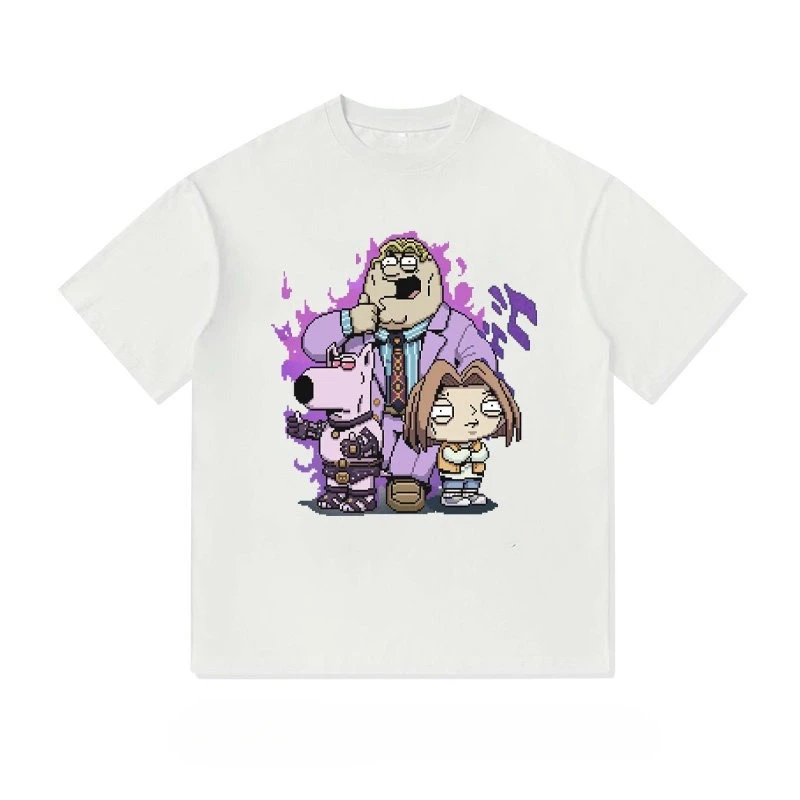 JoJo's Bizarre Adventure Family Guy Fun Graphic Tee Cotton Mens Womens T-Shirt Vintage Streetwear