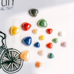 Mixed Colors Ceramics Porcelain Heart Glass Cabochons 6mm 10mm Cameo Flat Back Cabochon Supplies for DIY Jewelry Finding