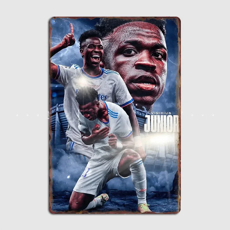 Vinicius Junior Jr Football Sport Player Posters Metal Plaque Poster Club Home Bar Cave Classic Plaques Tin Sign Room Wall Decor