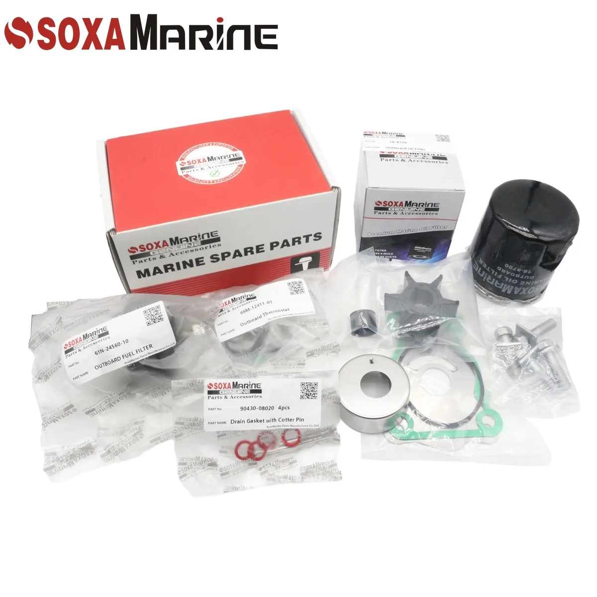 

Fit for Yamaha F30A FT25F FT25B F40B Maintenance Kit Outboard Water Pump Rebuild with Thermostat Oil Fuel Filter