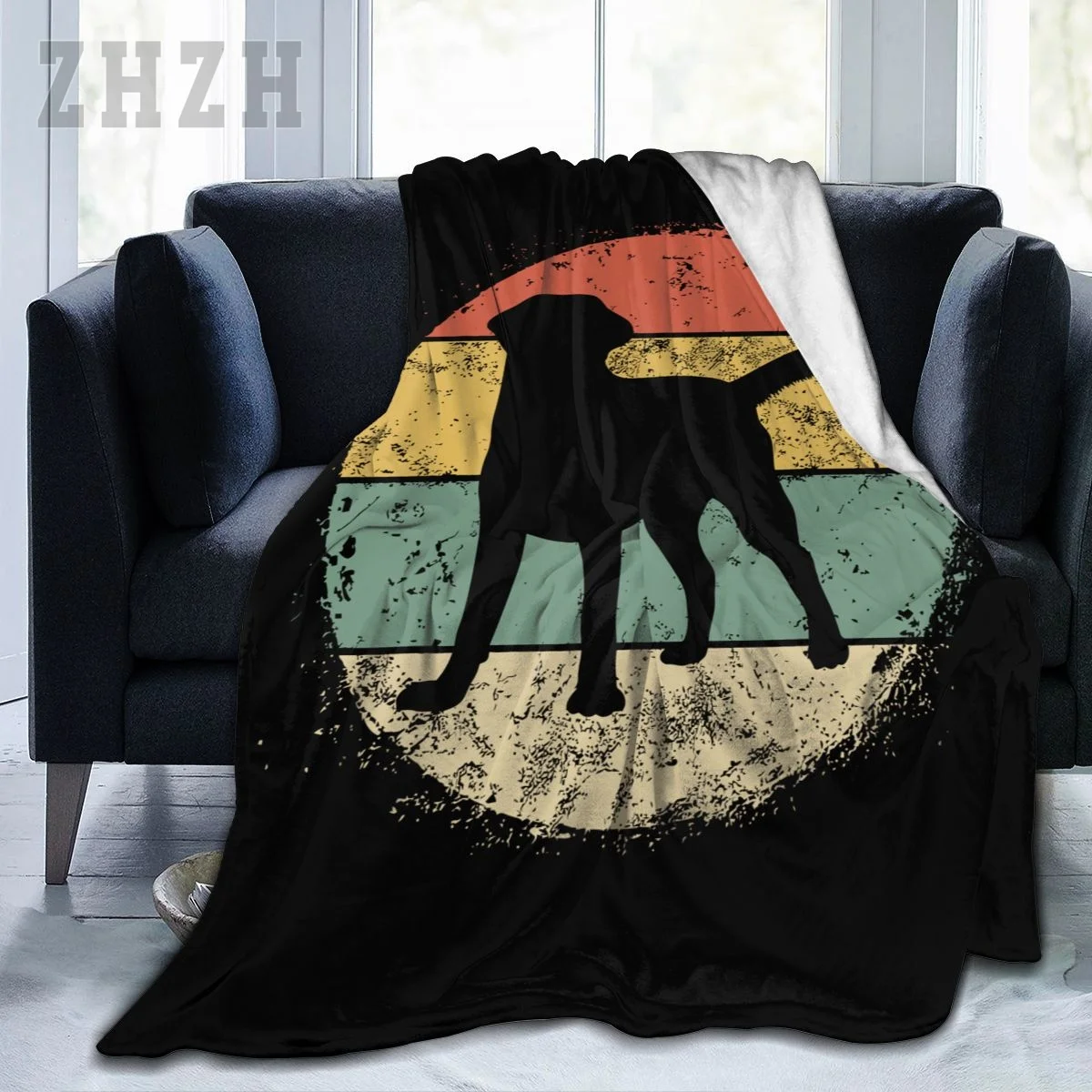 Blanket Circular Retro Labrador Retriever Owner Gift Golden Black Lab Dad Mom Flannel Multifunction Camping Sofa Cover Keep Warm