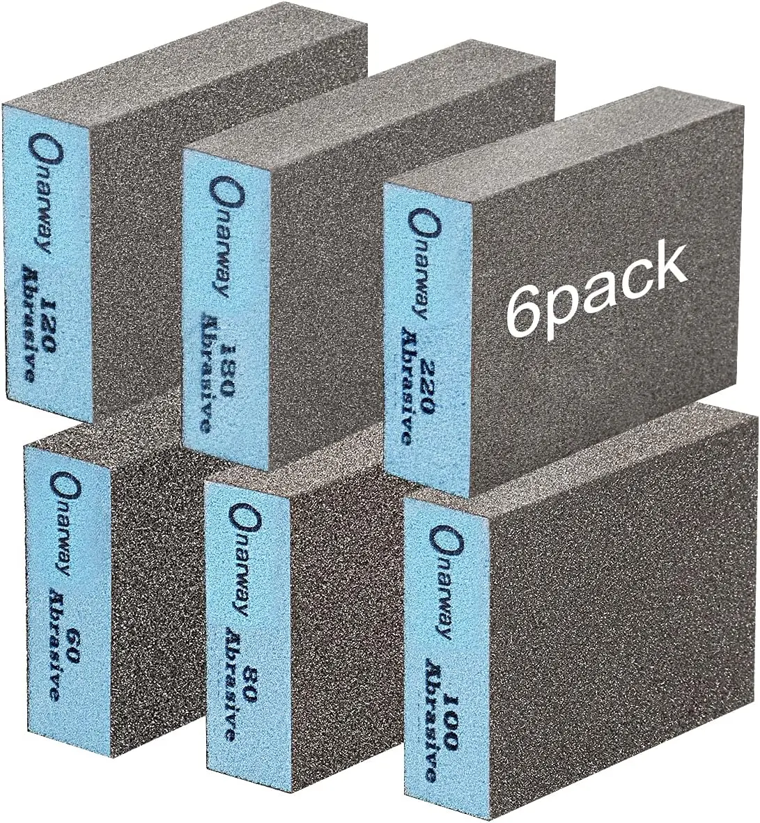 

Sanding Blocks 6 Pack Wet Dry Dual Use Sanding Sponges Coarse Fine 60/80/100/120/180/220 Grits Washable Reusable for Wood Metal