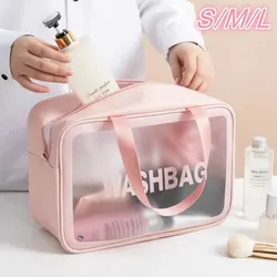 Articoli da toilette per riporre oggetti da viaggio Organizzare Borsa portatile per cosmetici in PVC impermeabile da donna Custodia per trucco con cerniera trasparente Kit di lavaggio femminile