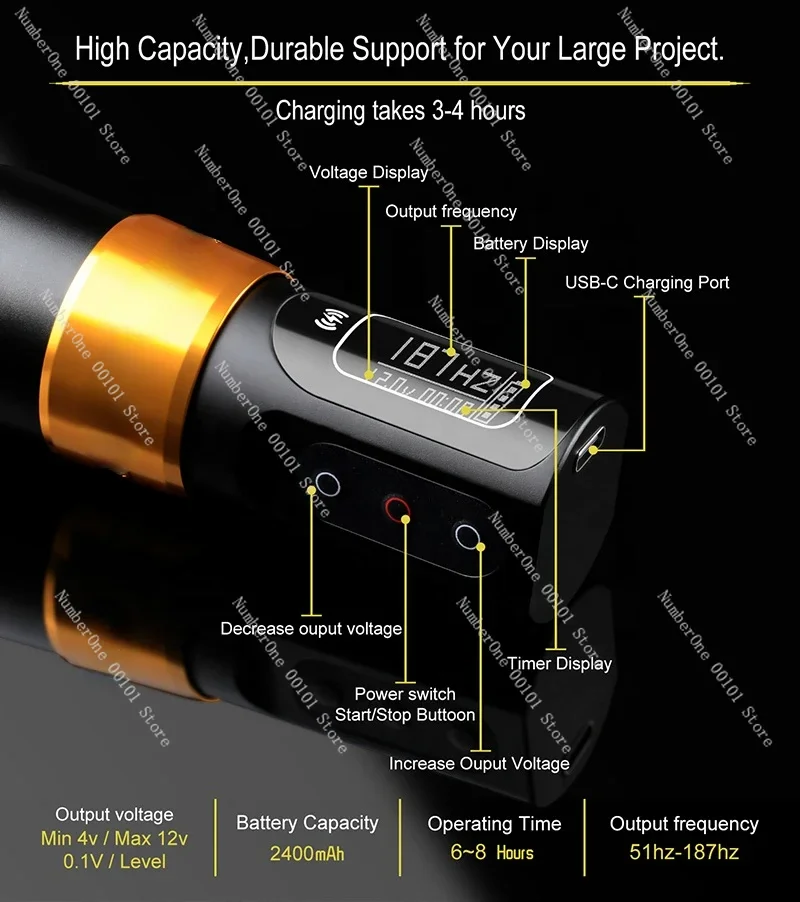 Permanent Makeup Tattooing Machine FK Iron Flux Max Tattoo Pen 2400mAh Wireless Battery Low Noise Motor