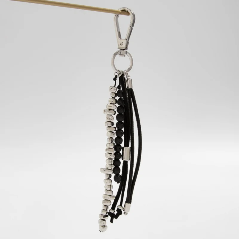 Y2K Irregular Personalized Trouser Chain,Cute Keychain Volcanic Stone Tassel Keychain for Women Girls,Beaded Bag Charms Pendant