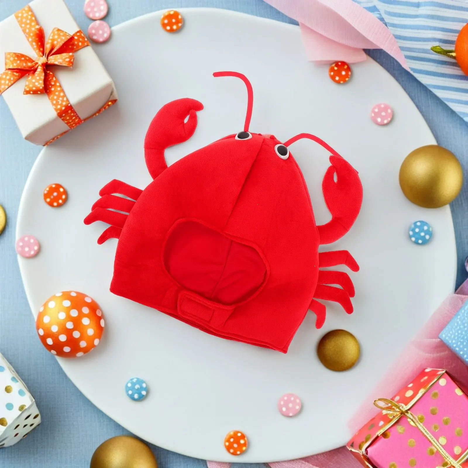 Red Lobster Hat Soft Cartoon Ocean Animal Headband for Birthday Carnival Costume Beach Party Photo Booth Prop Headwear