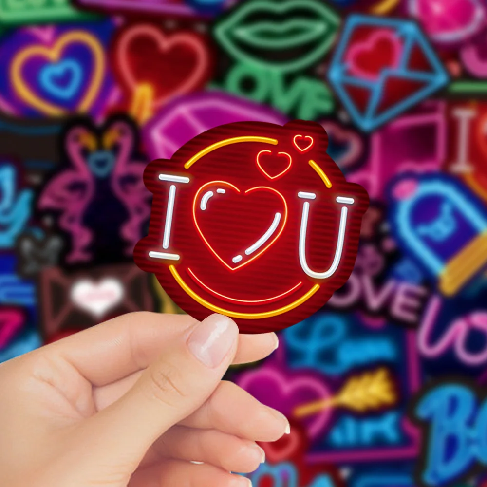10/30/50pcs Cool Neon Light Lover Graffiti Stickers Aesthetic DIY Notebook Phone Suitcase Bike Waterproof Decoration Sticker Toy