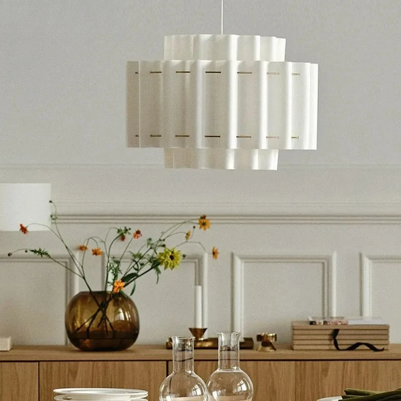 Modern Minimalist Nordic LED Pendant Lights Cloths Fabric Circle Block Creative Lamps for Living Room Home Decoration Chandelier