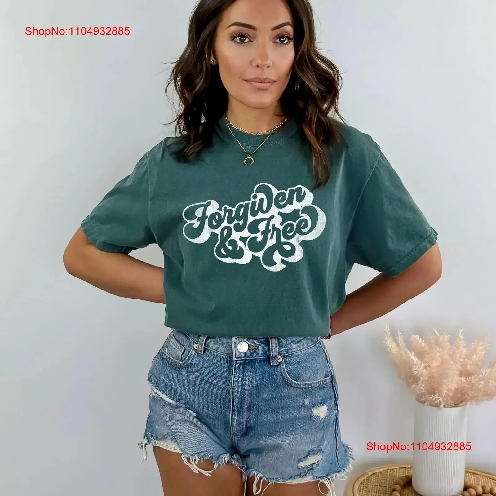 

Forgiven Christian T Shirt and Free Retro Style Forgie vintage Washed Stretched fashion Casual Soft homme Slightly Comfortable