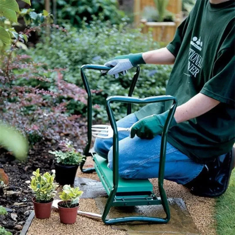 Folding Garden Kneeler Bench Kneeling Soft Eva Pad Seat With Stool Pouch