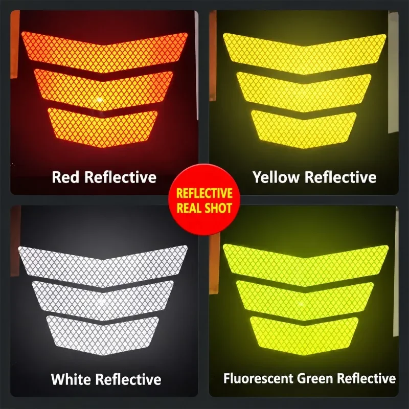 Trapezoid Arrow Reflective Sticker Strip for Car Motorbike Rear Fender, Night Visible Safety Warning Adhesive Reflector for