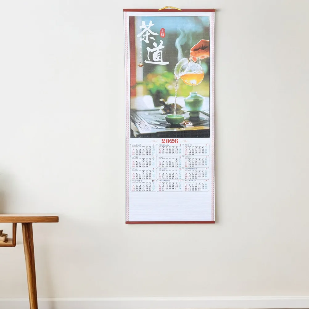 

2Pcs 2026 Horse Year Chinese Wall Calendar Lunar New Year Hanging Scroll Decor High Definition Printed Elegant Paper Spring