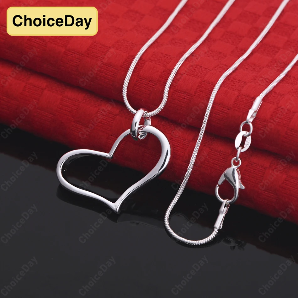 

ChoiceDay 925 Sterling Silver Luxury Heart Pendant Necklace for Women Engagement Party Gift Charm Jewelry Accessories