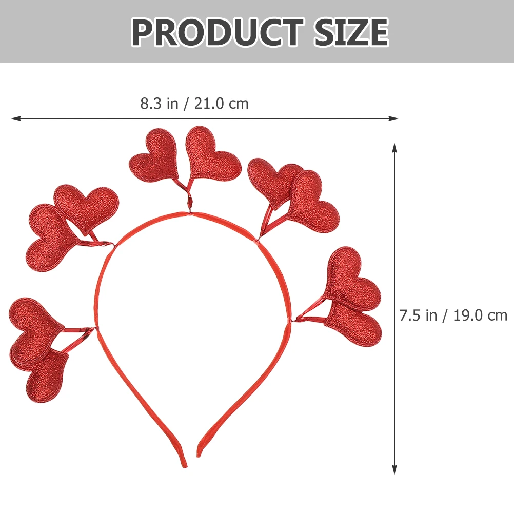 

Glitter Headband Red Shape Women Hairband Birthday Party Supplies Valentine Day Photo Prop Antenna Bopper