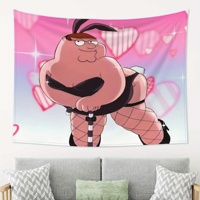 1pc Funny Cartoon Character Tapestry Vibrant Pink & White Wall Hanging with Heart Patterns Perfect for Living Room Bedroom