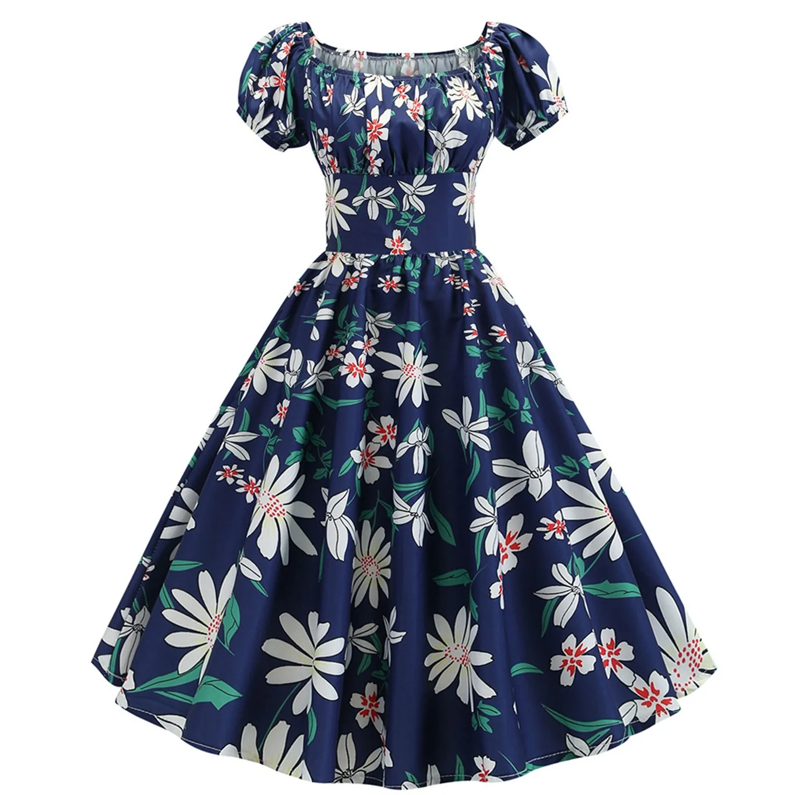 Dresses On Sale Clearance Women Vintage A 1950s Retro Short Sleeve Print Evening Party Gown Prom Vestidos Elegantes Feminino