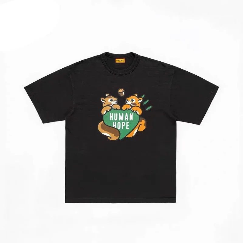 Human Made Style FW25 Squirrel Print T-Shirt, J-Hope Inspired Crewneck Tee for Unisex