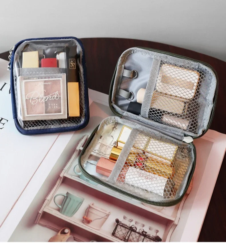 NEUE Tragbare Transparente Lippenstift-Tasche Kosmetik-Organizer Reise-Bluetooth-Kopfhörer Ladekabel-Etui – Detail 1