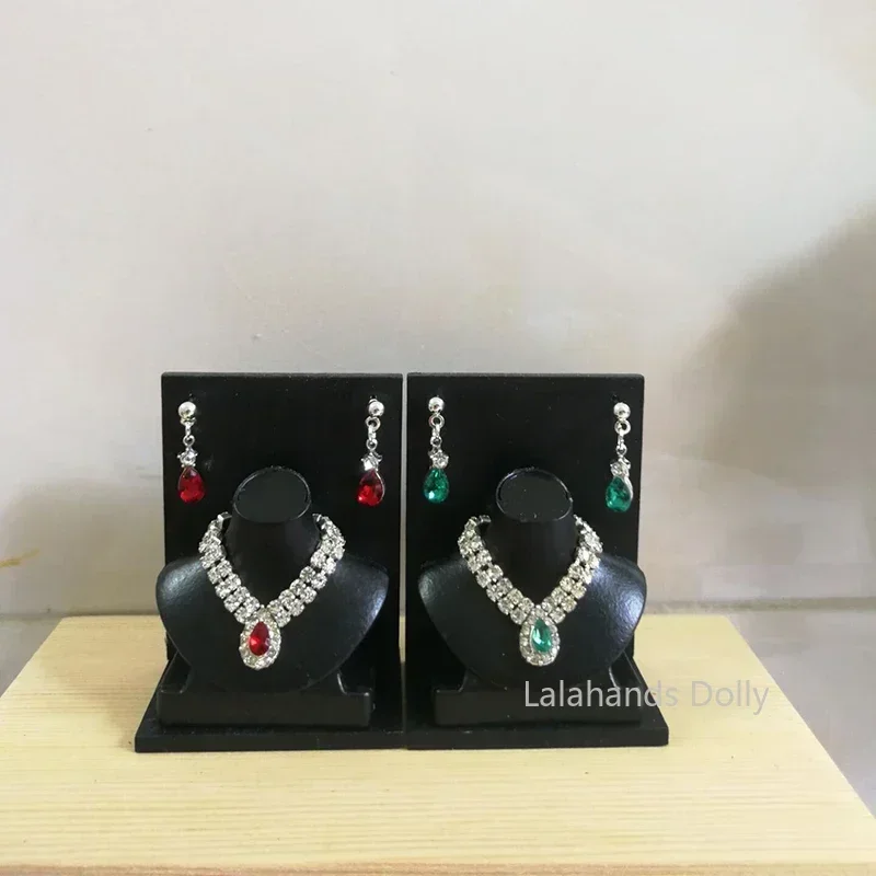 1:6 Doll Mini Jewelry Earring Necklace Set (including Display Rack) Model for Doll Decorative Toys, Doll Gift Accessories