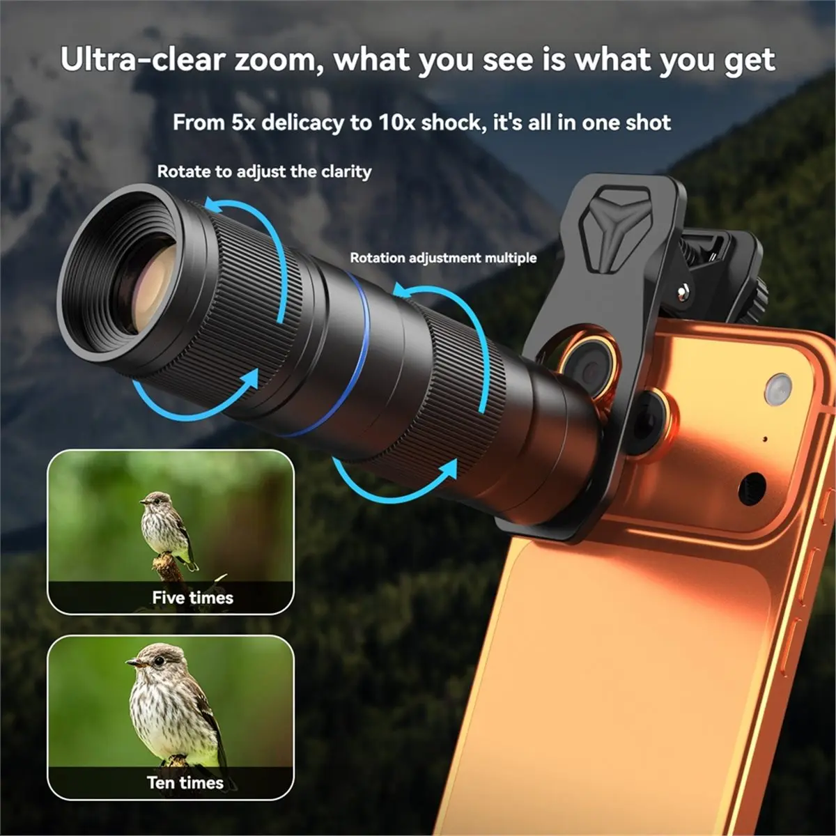 New Electronics 5-10X Zoom Lens Telephoto Telescope Lenses External Phone Lens for Outdoor Concert Match