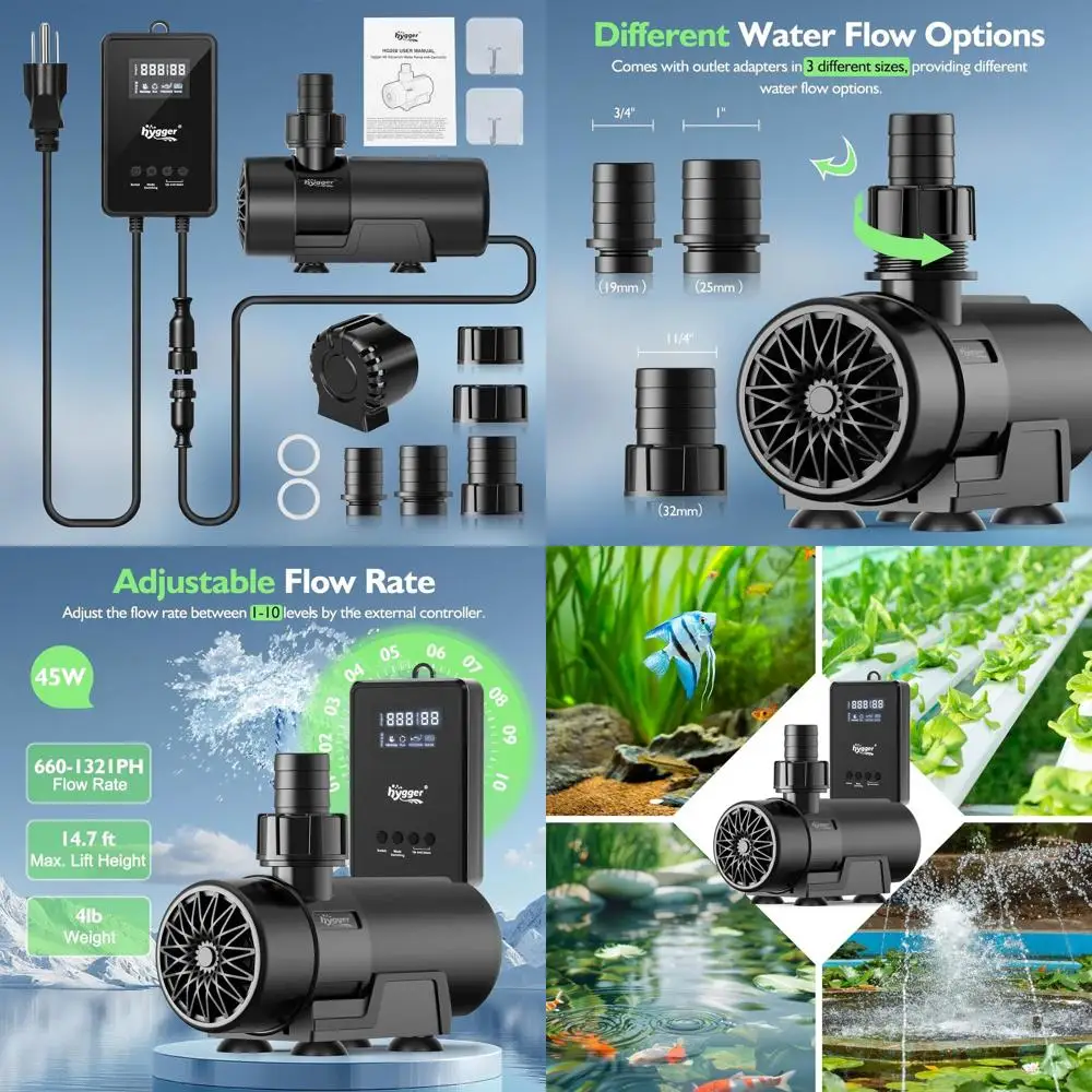 

100W Submersible Water Pump with Controller for 3430 GPH Flow - Suitable for Fish Tanks, Ponds, and Aquariums