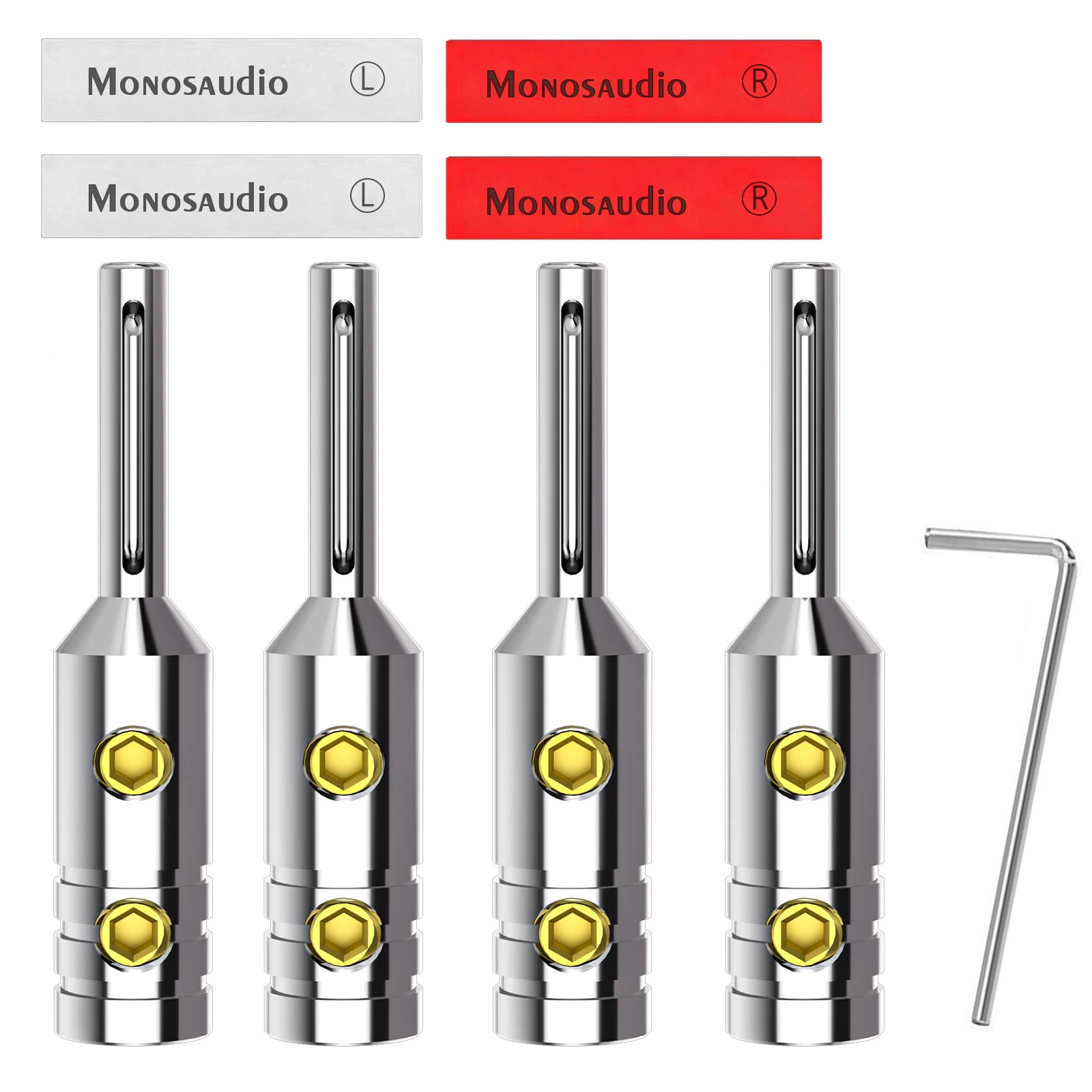 4Pcs Monosaudio Top Selling B80 Pure Copper/Gold/Rhodium Plated Banana Plug Hi-end Grade Adapter Connector Terminal Jack