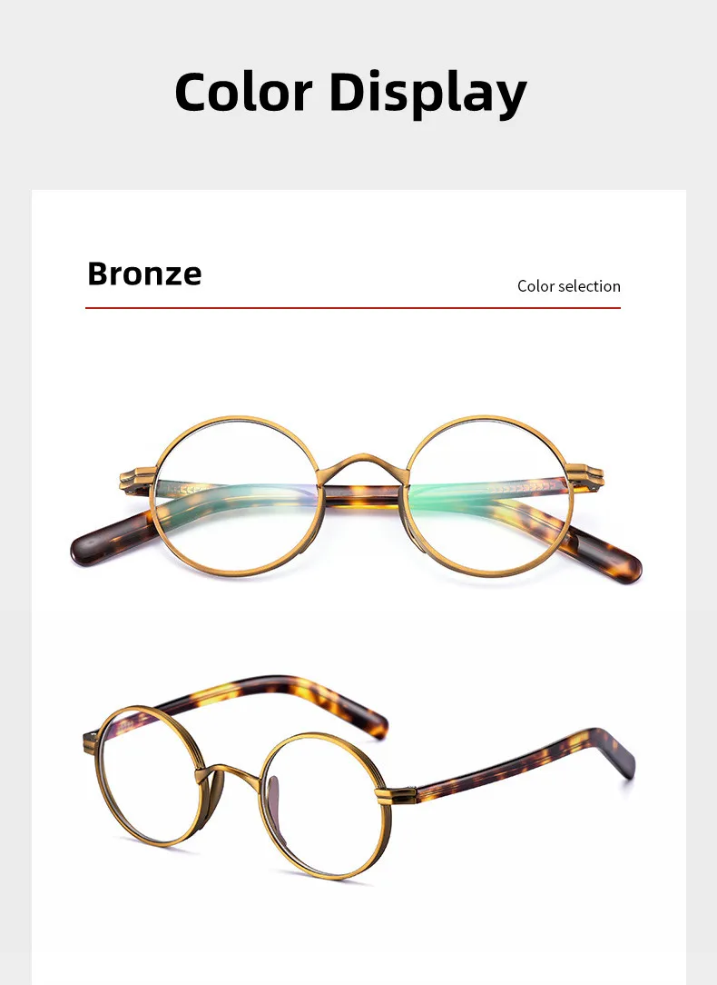 Vintage Titan Legierung Gläser Rahmen Männer Kleine Runde Lesebrille Optische Brillen Frauen Luxus Marke Brillen – Detail 9