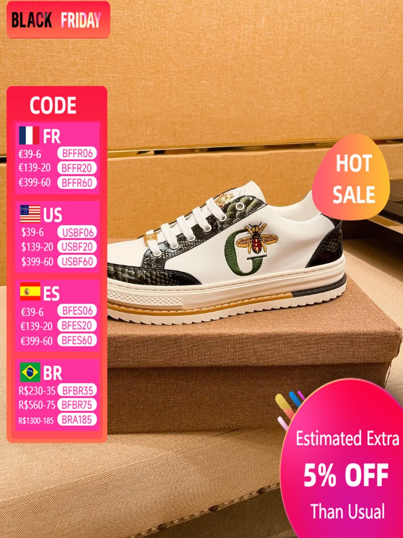 New leisure leather men sneakers light luxury tide brand fashion Sport shoes soft sole Running Shoes