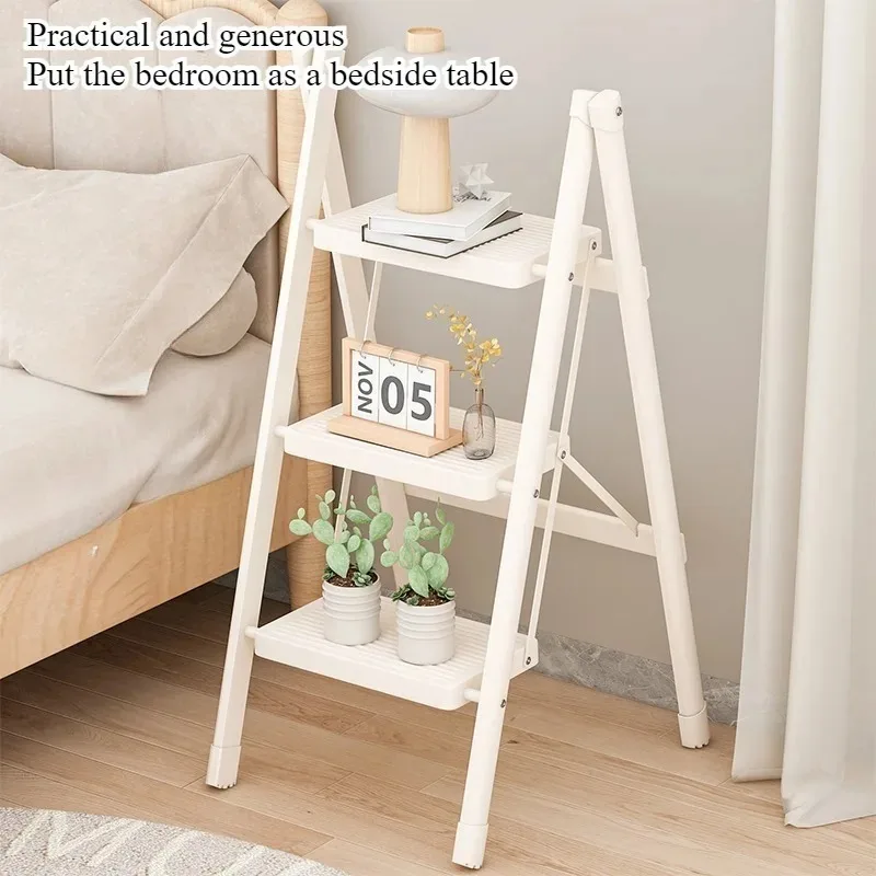 Folding flower stand ladder Household multi-functional herringbone ladder Two-step ladder Indoor portable ladder Stool image 2