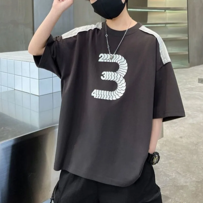 Boys' Summer Short Sleeve T-Shirt 100% Cotton Breathable Graphic Print Trendy Casual Wear for Kids Retro Style Summer Apparel